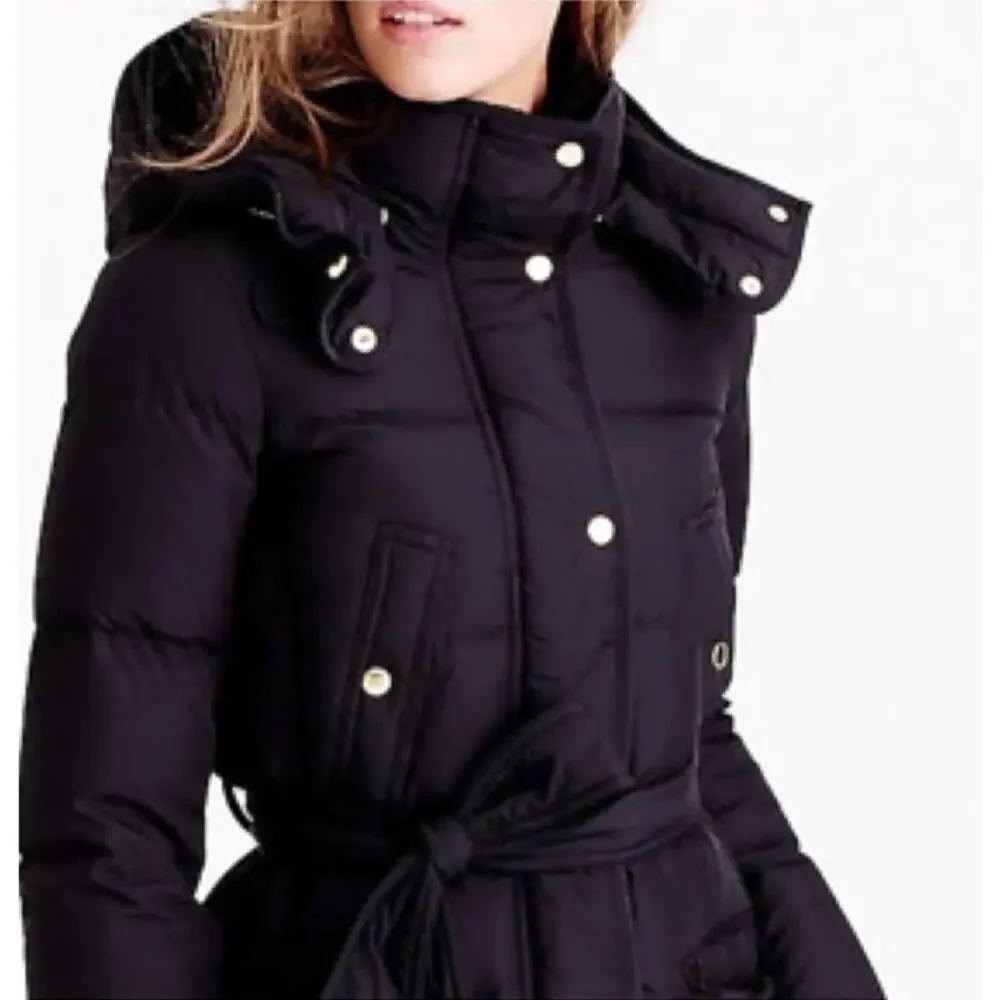 J. Crew Black Wintress Down Filled Winter Puffer Coat with Hood
